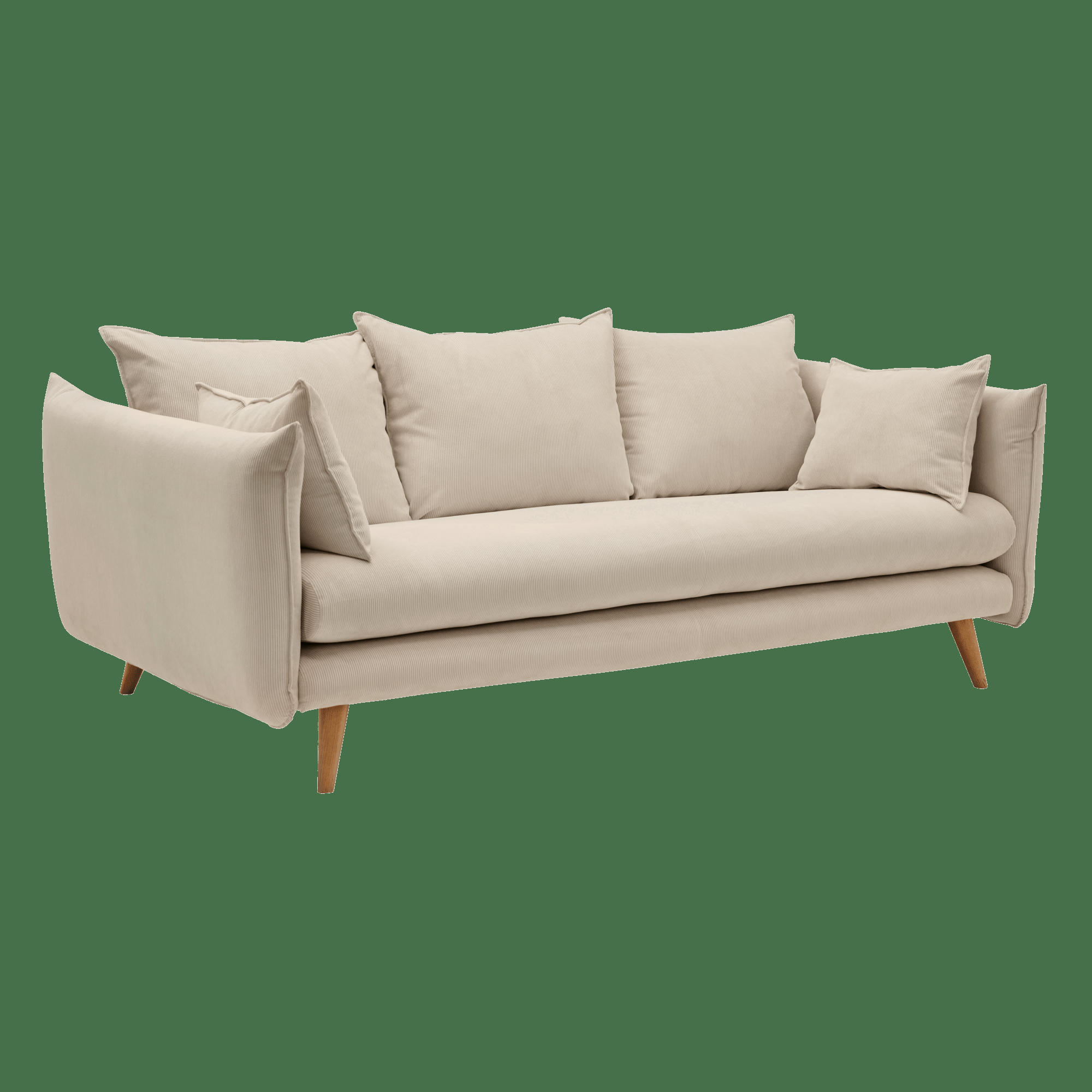 ORION - Canapé velours côtelé Beige 4 places