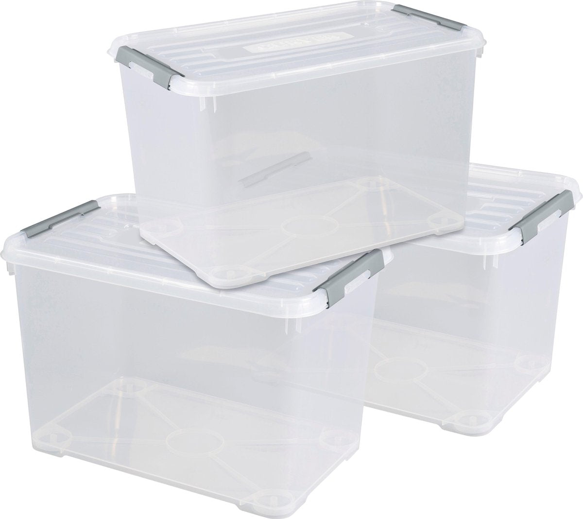Curver Handy  Opbergbox - 65L - 3 stuks - Transparant met deksel