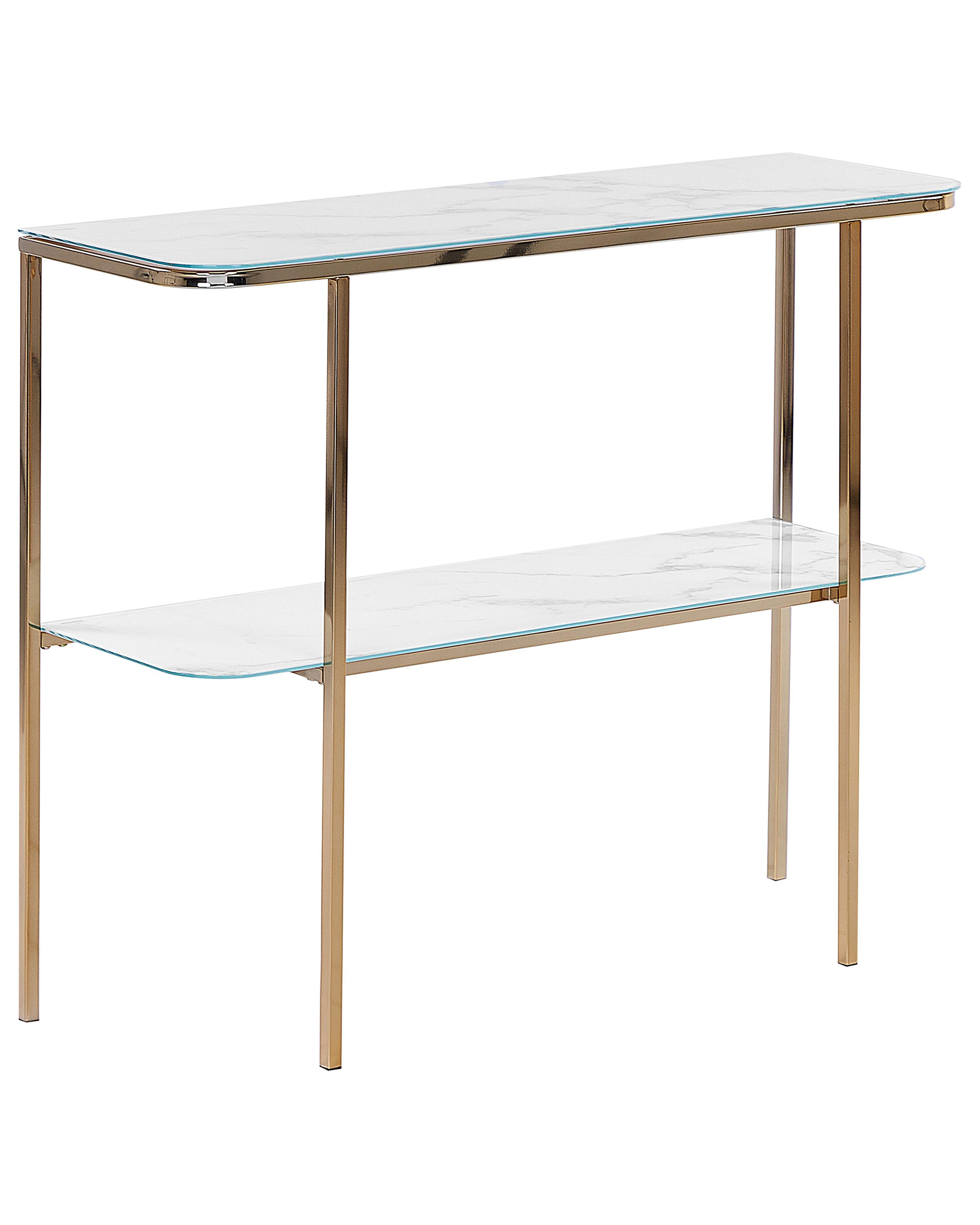 Console Table CALVERT Tempered Glass Marble/ Gold