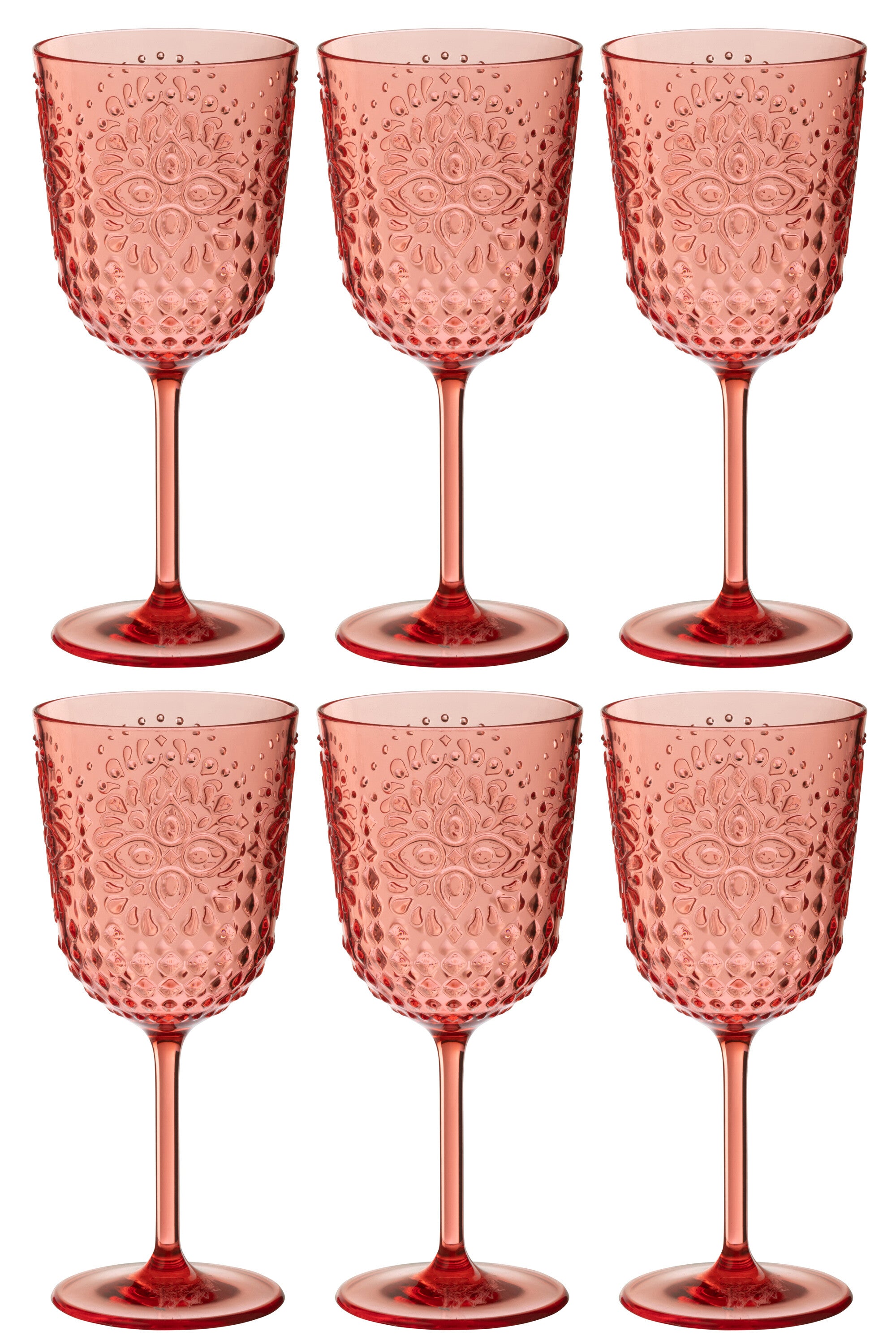 J-Line wijnglas Acryl - kunststof - rood - doos van 6