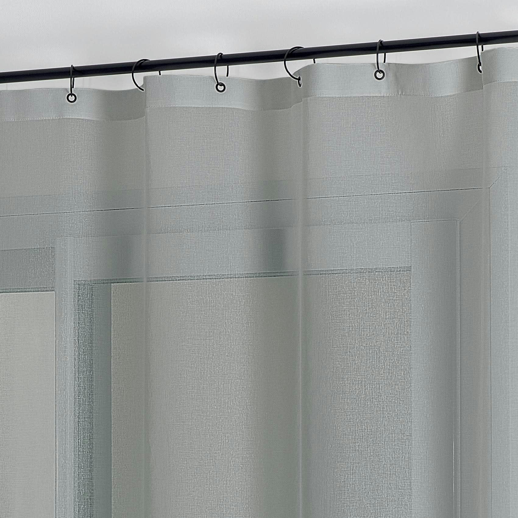 - Voilage à anneaux noirs amovibles polyester gris 140x240 cm