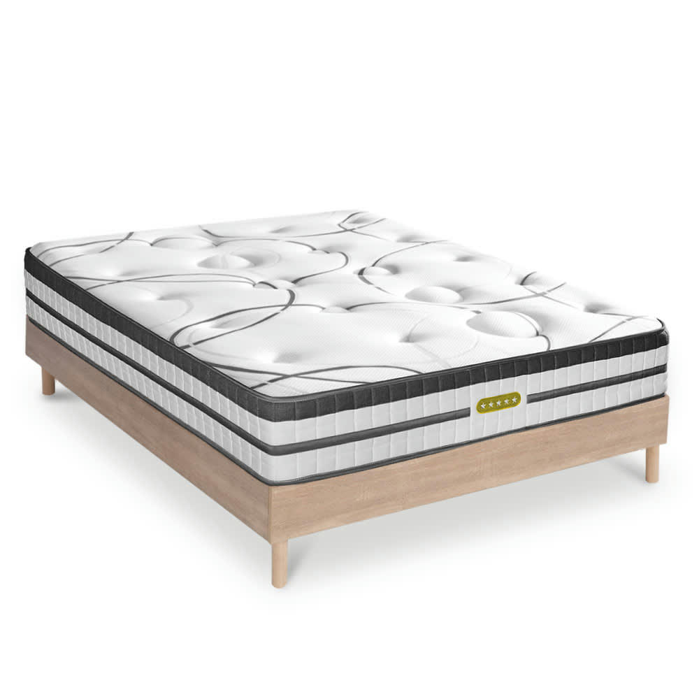 CONCORDE - Ensemble Matelas à Ressorts ensachés et sommier bois 140x200