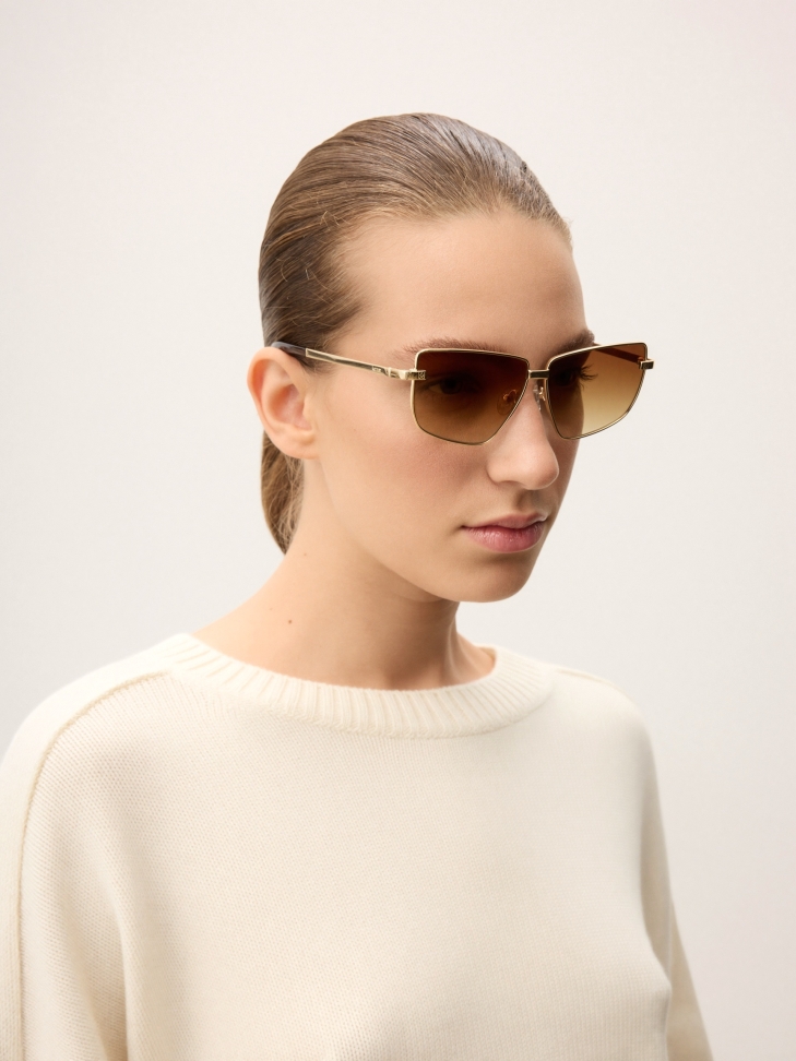 Sunglasses with metal frame and brown glasses