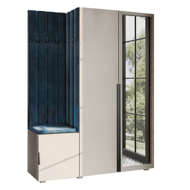 Garderoba Aria w5 kaszmir z lustrem Hexa czarna/74