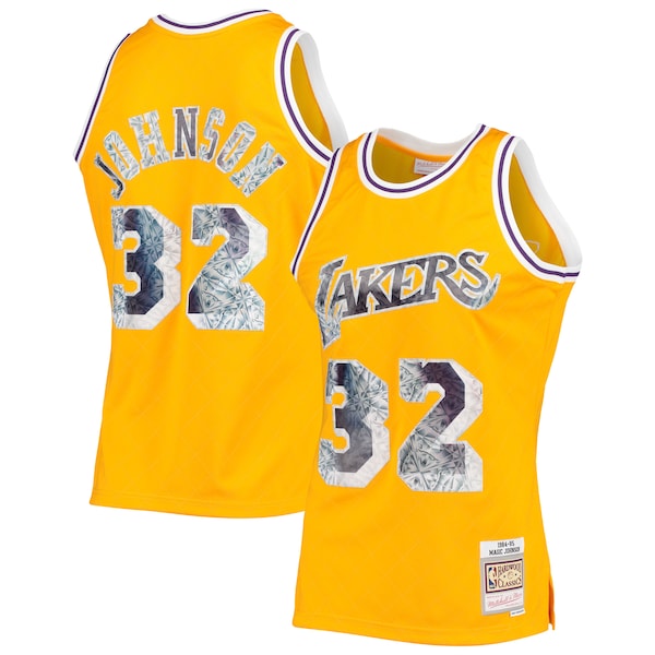Magic Johnson Los Angeles Lakers 1984/85 Hardwood Classics NBA 75th Anniversary Diamond Swingman Jersey - Gold