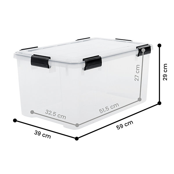 Iris Ohyama, Boite de Rangement Hermétique, 50L, Lot de 3, Transparent, AT-L