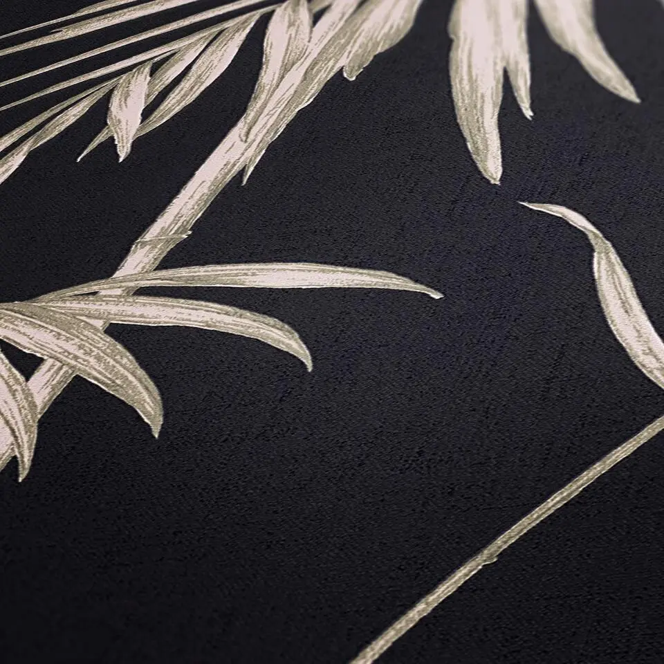 Livingwalls behang palmbomen zwart, roze en bronze - 53 cm x 10.05 m