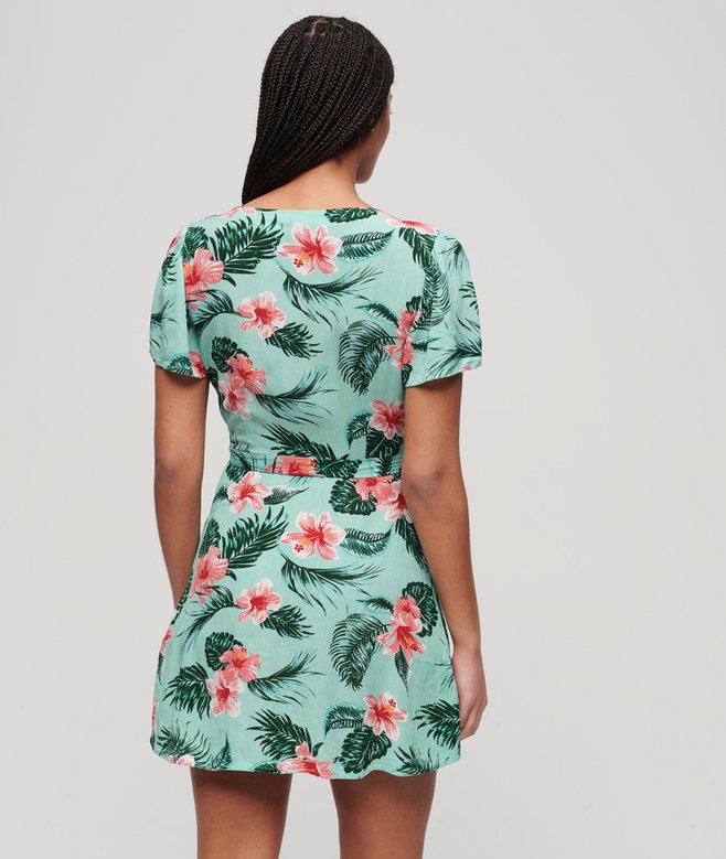 Printed Mini Wrap Dress