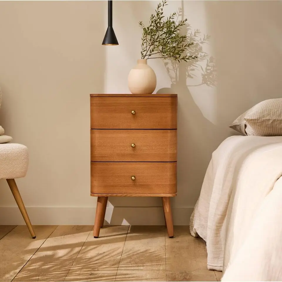 Calicosy - KARL Nachtkastje 3 lades - Licht hout - 35x42x71 cm