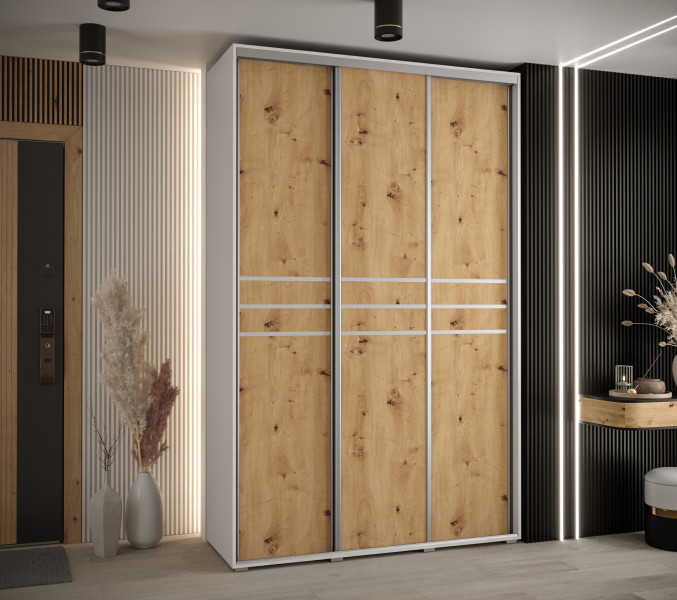Szafa przesuwna 45 wysoka Davos 10 160 białe artisan srebrny