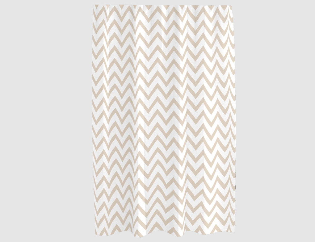 Duschvorhang Zickzack Weiß, Beige