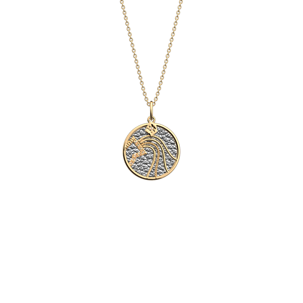 Collier Verseau, cuir réversible Cristal Bleu / Disco