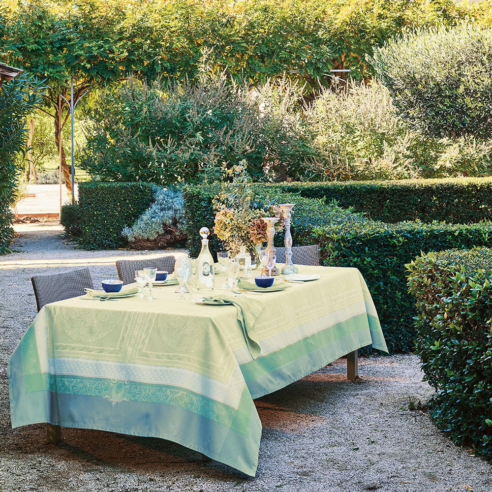 ISABELLE AMANDE - Nappe carrée antitache déperlant pur coton vert 174x174 cm