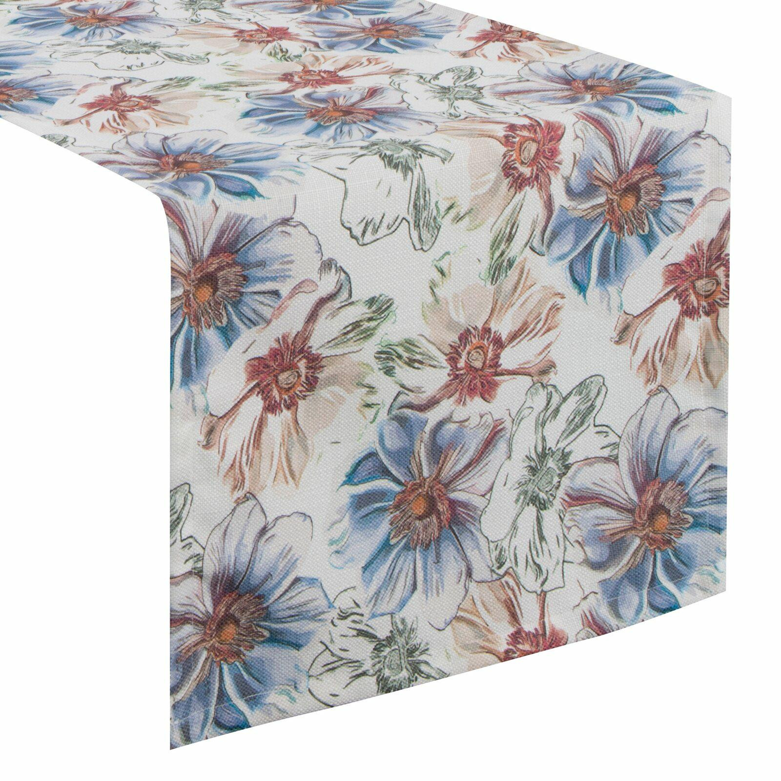 Bieżnik FLORE 7 biały 40x140 cm kwiaty dekoracyjny