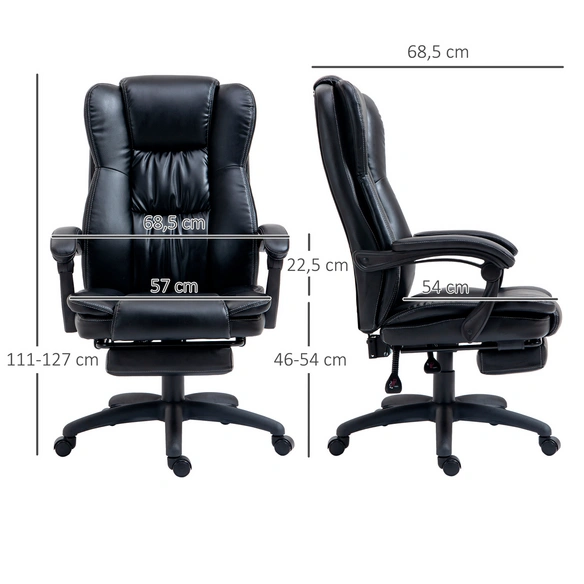 Bürostuhl, mit Fußstütze und Massagefunktion, schwarz