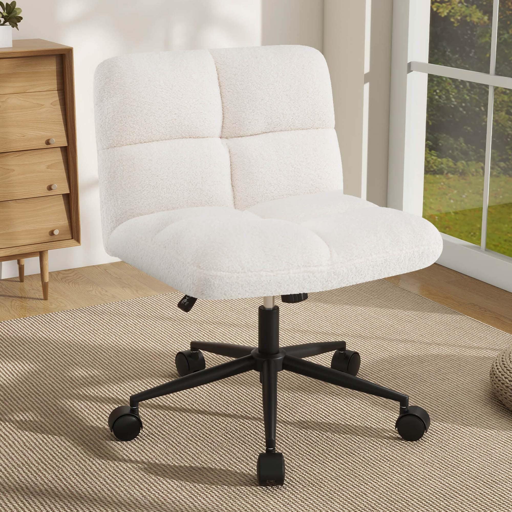 Costway Cross Legged Chair with Wheels Padded Seat Adjustable Height - See Details