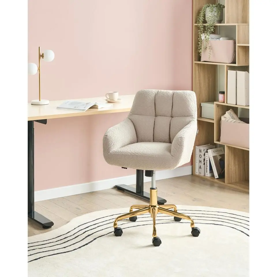 PALMDALE - Bureaustoel - Lichtbeige - Boucl&eacute;