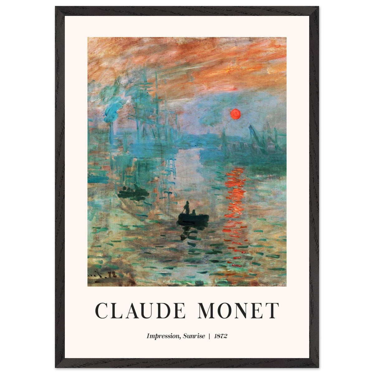 Artfulprints Poster met Lijst Claude Monet - Impression sunrise  - 50x70 cm - Meerkleurig