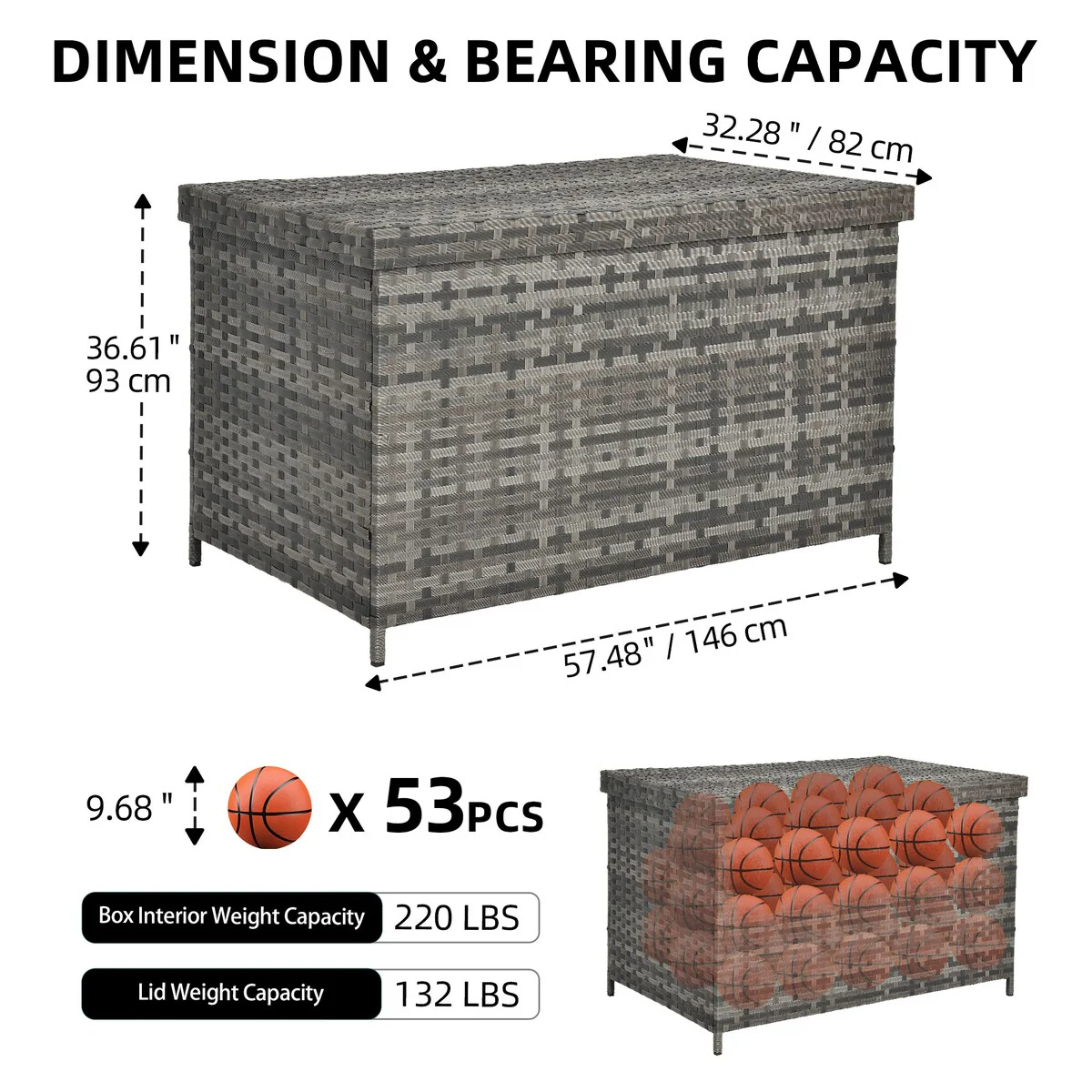 Moasis 170/230 Gallon All-Weather PE Rattan Deck Box Patio Oversize Wicker Storage Box