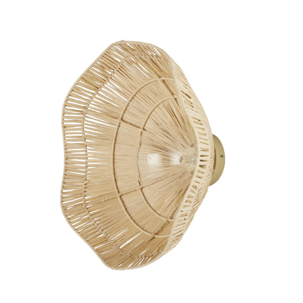 AVEIRO - Applique en métal beige et raphia