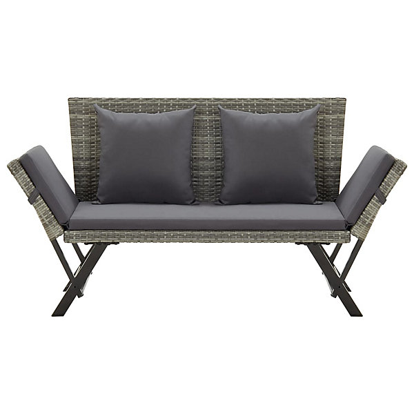 Banc de jardin meuble de patio resine gris Helloshop26