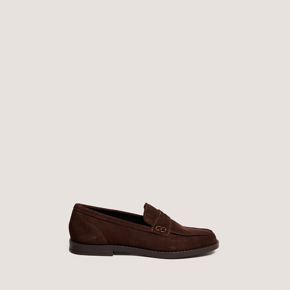 Mocassins à bouts carrésen cro?te marron foncé | NAOMIE