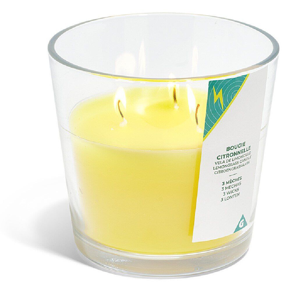 Bougie citronnelle 3 mèches Ø13xH12,5cm