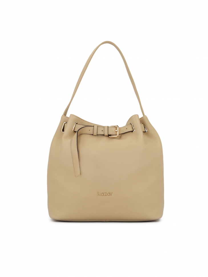 Beige bag-shaped handbag