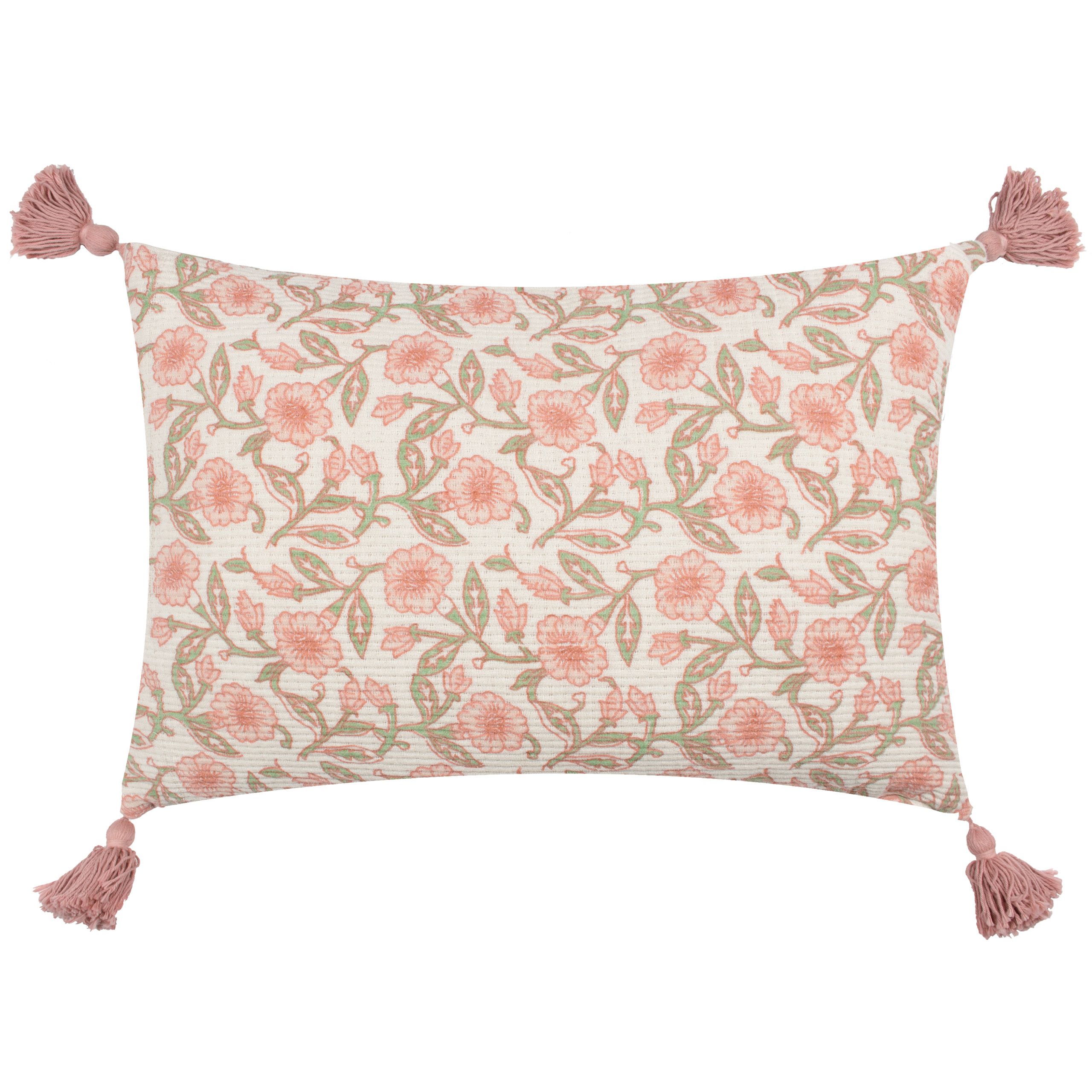 Paoletti Delphine Floral Tasselled 100% Cotton Cushion