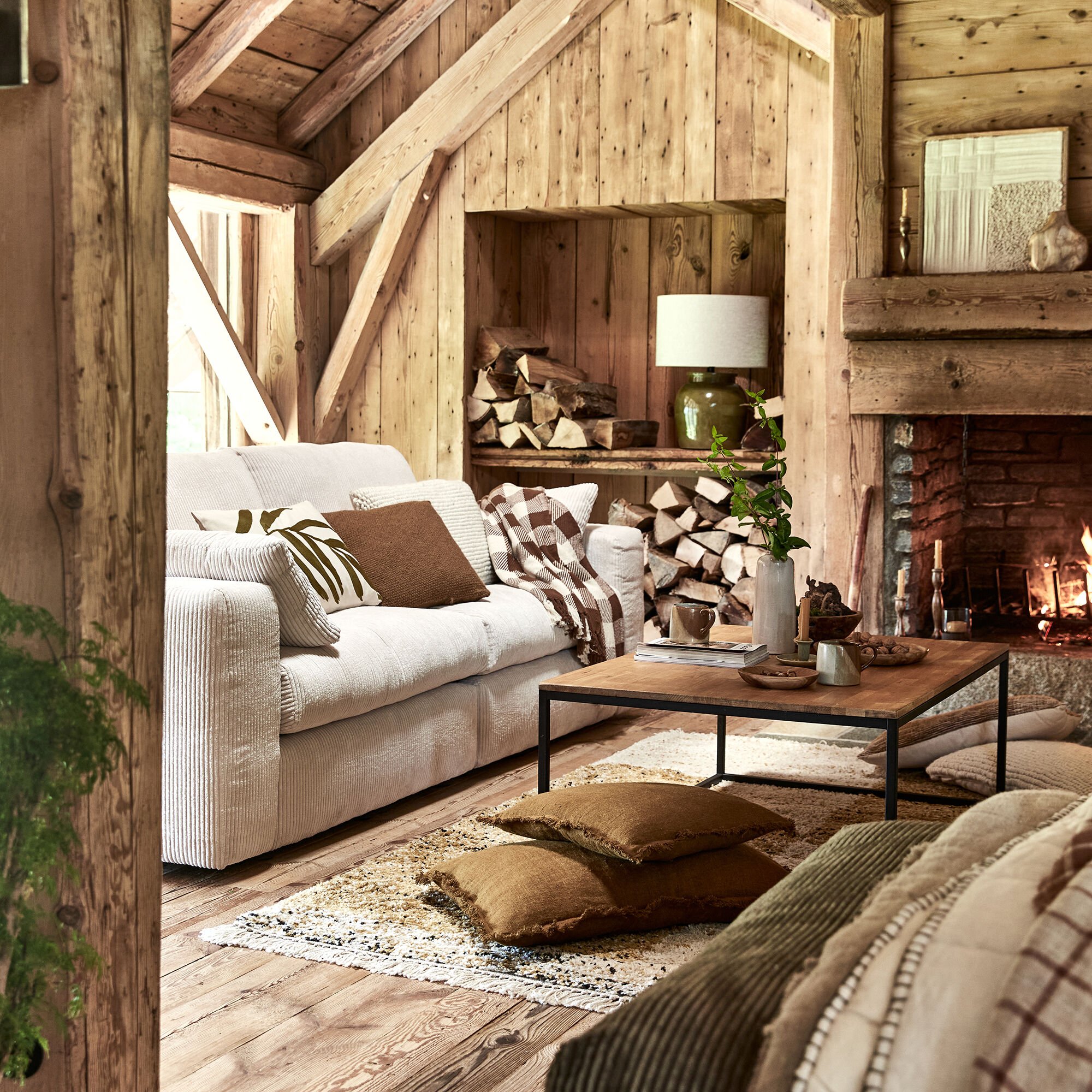 TANTA - Coussin frangé en lin 50x70cm - brun alep