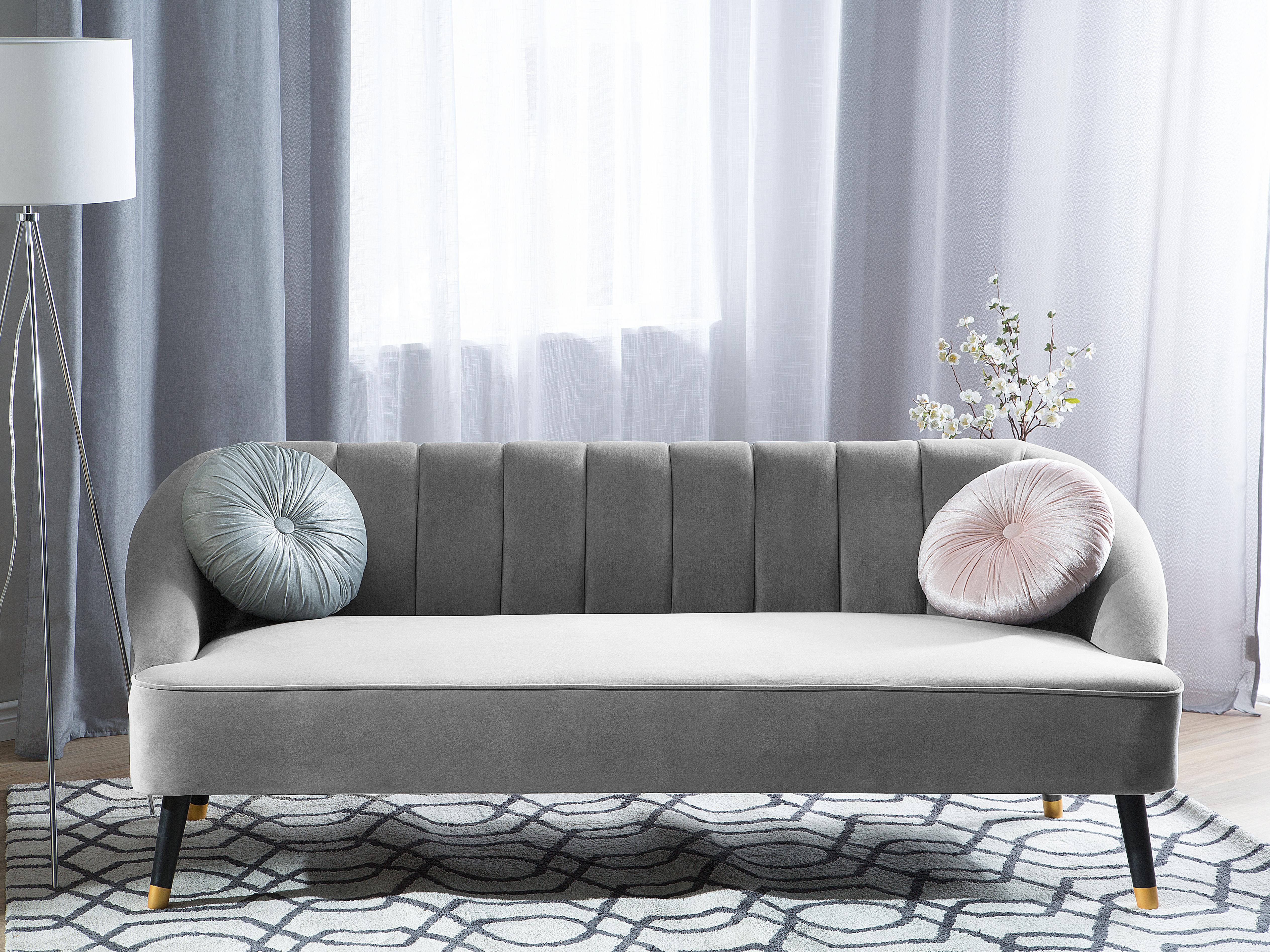 Sofa 3 Seater ALSVAG Velvet Light Grey