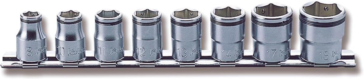 Ko-ken RS3450M/8 3/8 Sq. Dr. Socket set 8mm-19mm Nut Grip 200mm 8 pieces