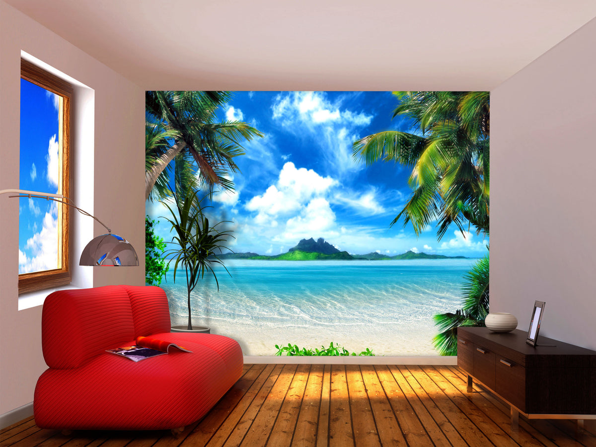 Sanders & Sanders fotobehang zeezicht blauw en groen - 375 x 270 cm - 600493