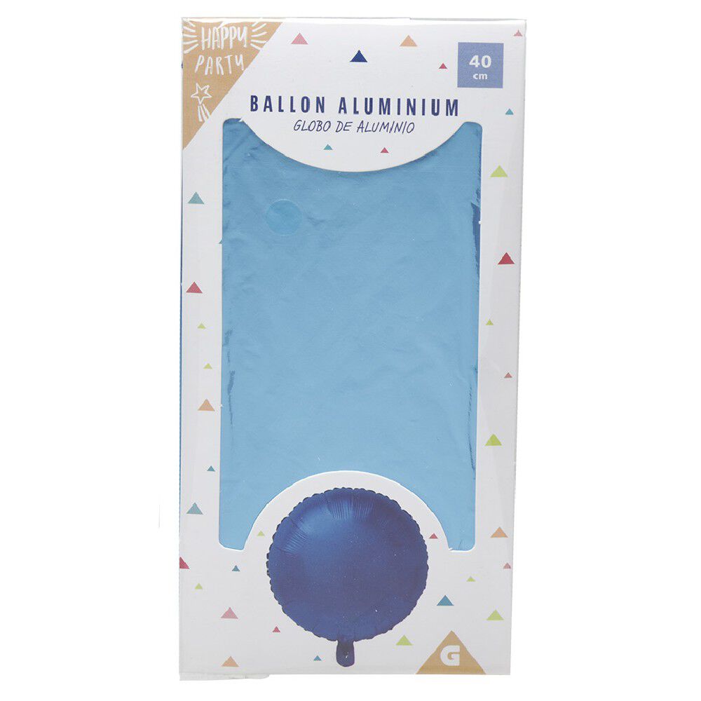 Ballon rond aluminium H40cm (2 modèles doré ou bleu)