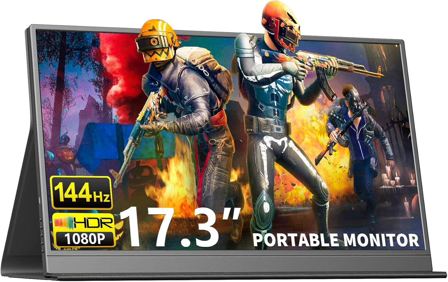 144HZ Portable Gaming Monitor  17.3 1080P Laptop Monitor  Dual USB C HDMI Second Computer Screen  VESA Gaming Display with Speakers  Travel Monitor for PS4/5 Xbox Switch MAC PC Phone