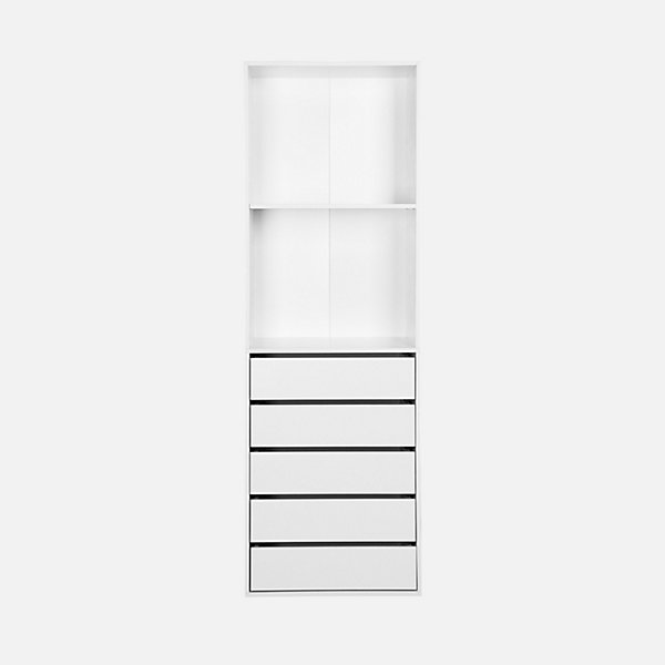 Module dressing avec 5 tiroirs et 2 étagères. blanc.panneaux stratifiés