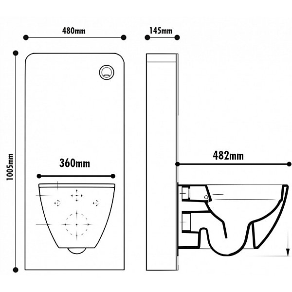 Pack WC suspendu gain de place bâti mural verre blanc   cuvette sans bride Corolla