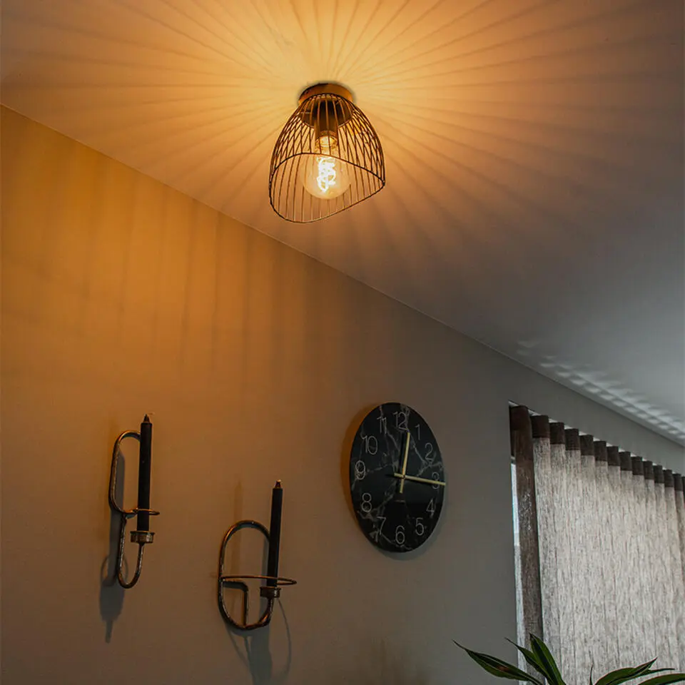 Qazqa plafondlamp pua zwart e27