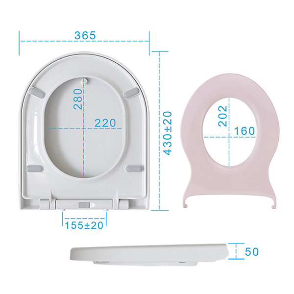 Abattant WC Familial TODOT Forme D Déclipsable avec Frein de chute Siège Enfant Rose Retirable