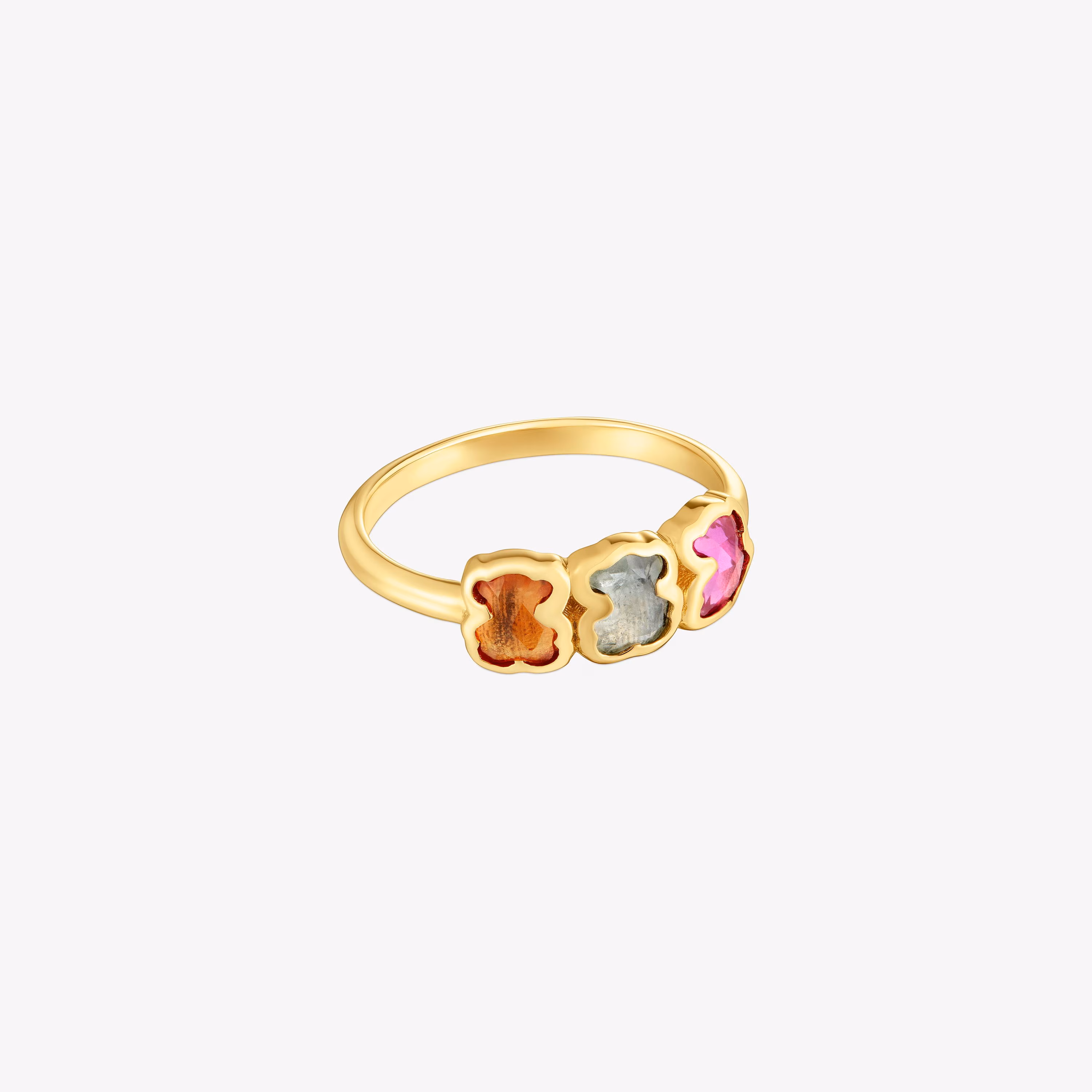 Claws ring con baño de oro 18 kt sobre plata y gemas creadas en laboratorio Icon Color LGG