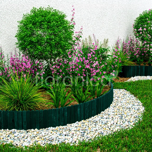 Beeteinfassung, Rollborder Flexibler Holzzaun 200 x 40 cm Grün
