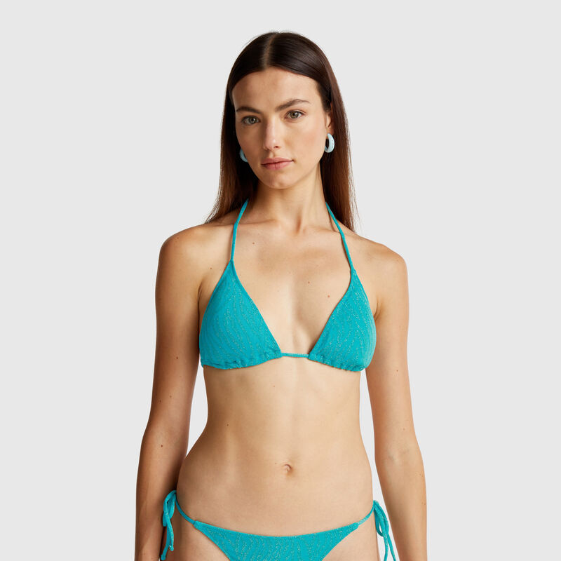 Padded triangle bikini top with animal print
