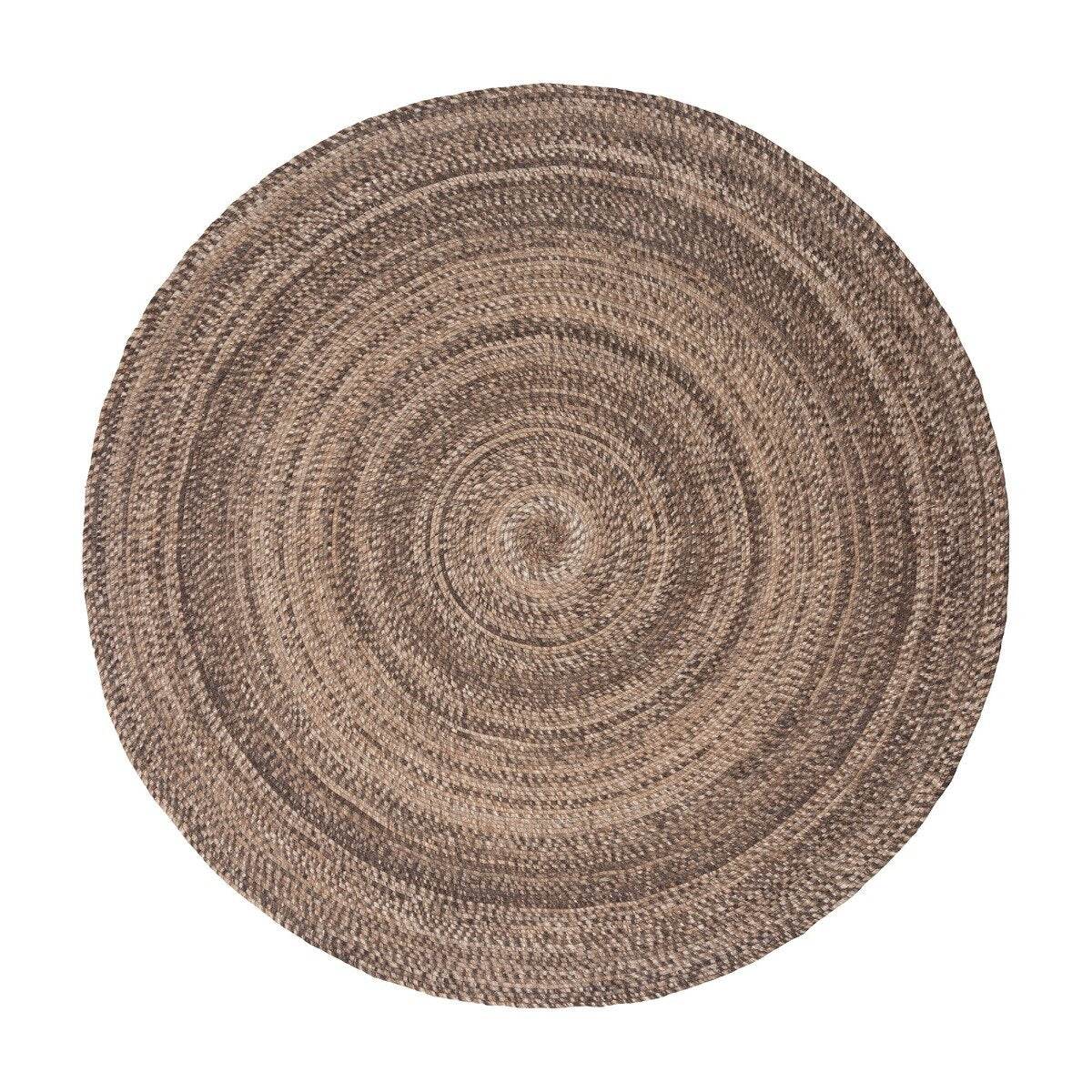 Interieur05 Rond wollen vloerkleed Gapo Donkerbruin gemeleerd - 220 x 220 cm