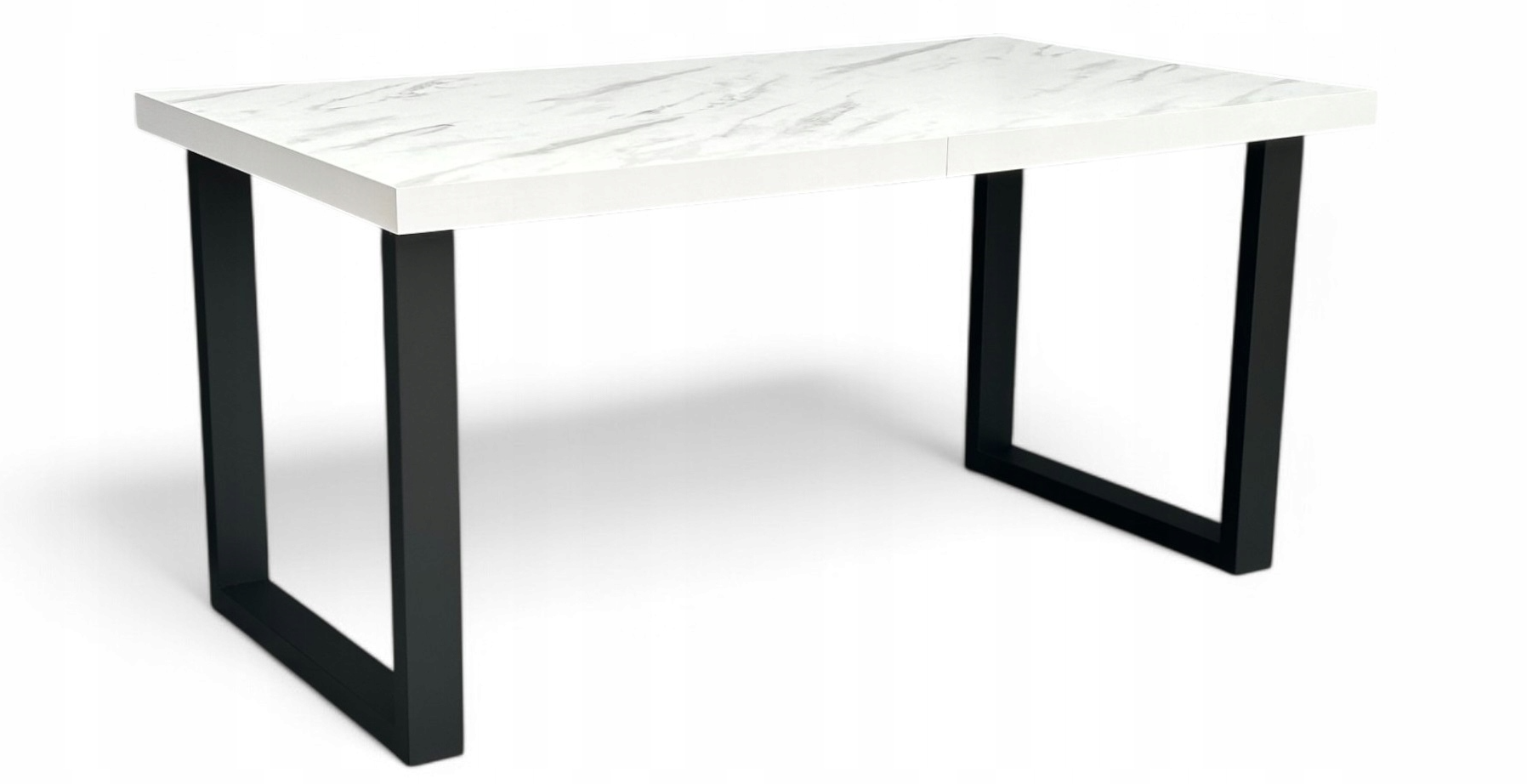 Stół prostokątny 90x160 rozkładany do 260 cm MARMUR biały   nogi metalowe