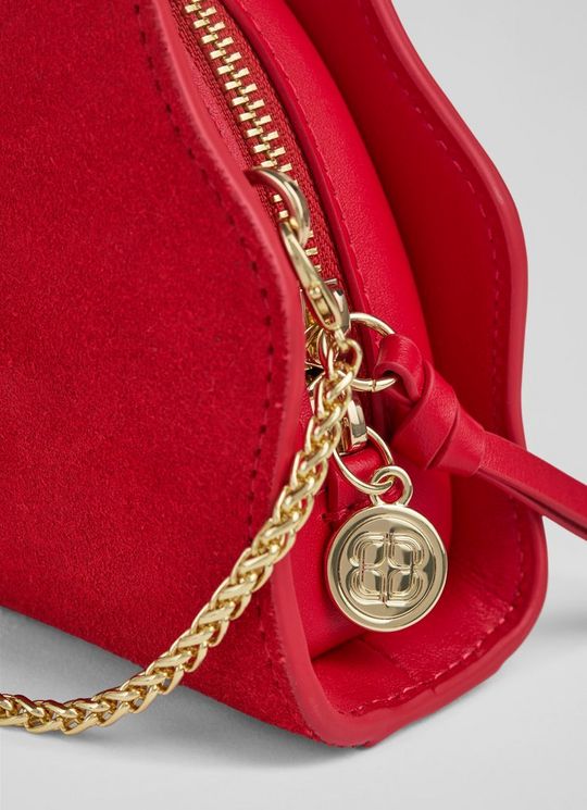 Suzy Red Leather Scallop Clutch