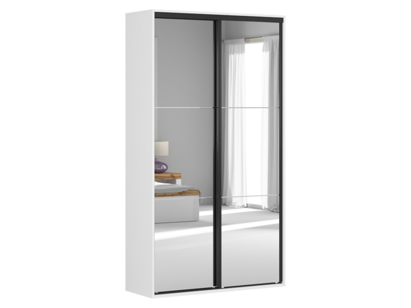 Szafa przesuwna Flex 120 cm z lustrem biała