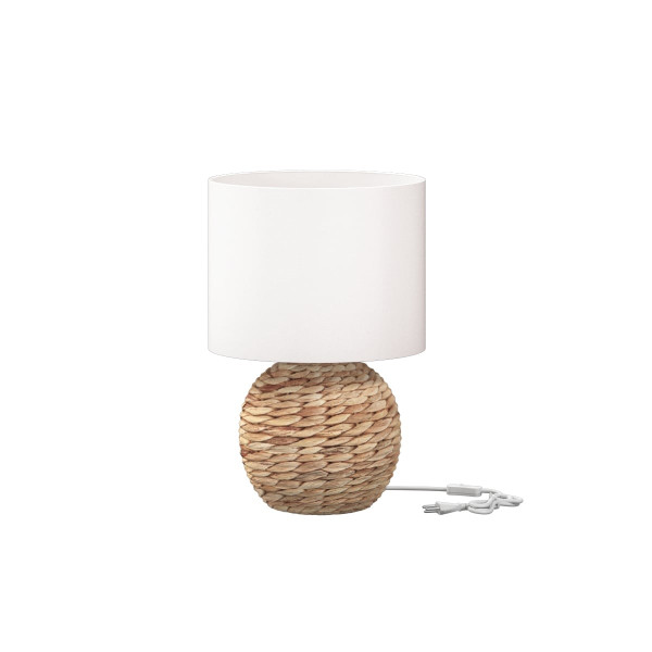 Lampa stołowa Hiacynt beżowa 37 cm biały abażur ozdobny