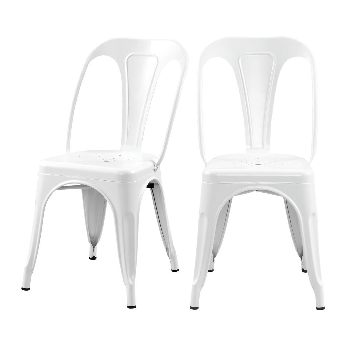 INDUS - Chaise en métal blanc mat (lot de 2)
