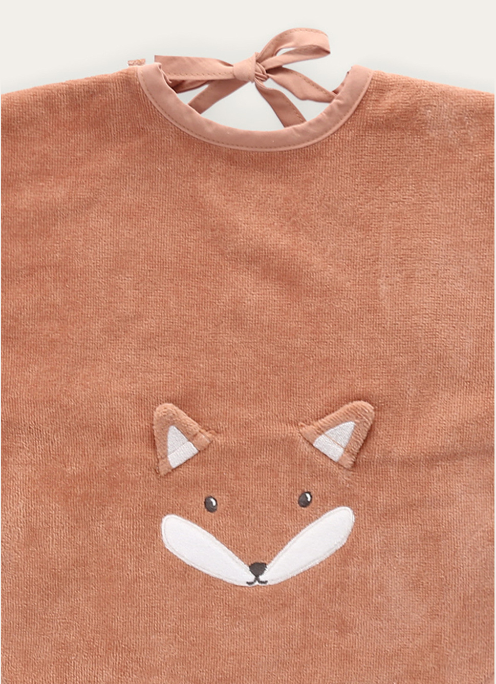 BAVOIR MANCHES LONGUES EN ÉPONGE RENARD BRODÉ ROUX