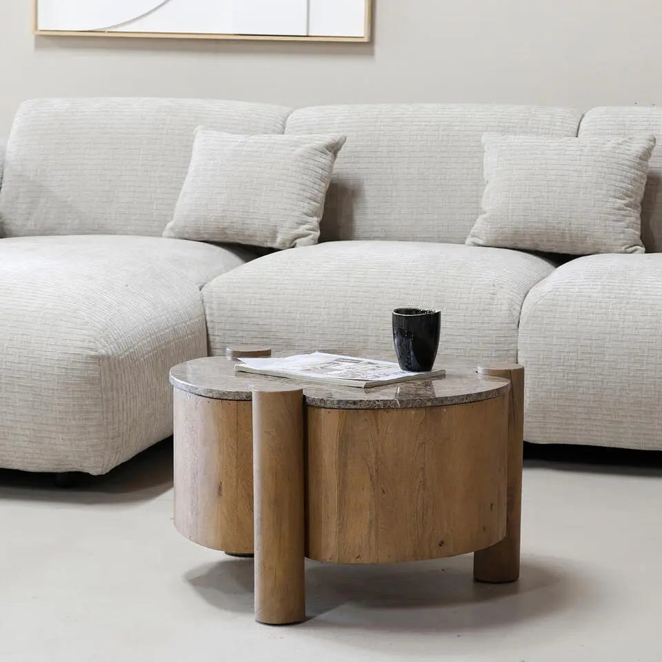 Salontafel Naturel Marmer - 61x61x40cm - Maeve